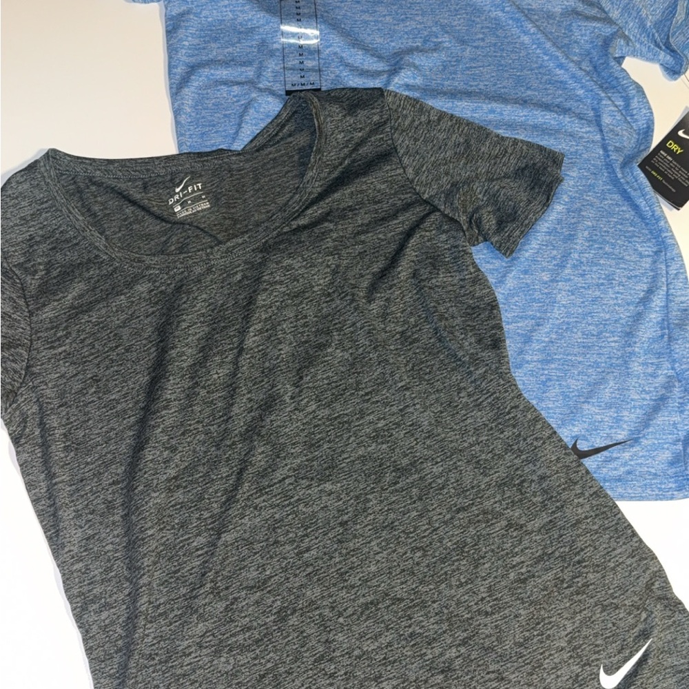 Nike Heathered Gray Dri-FIT Tee and blue